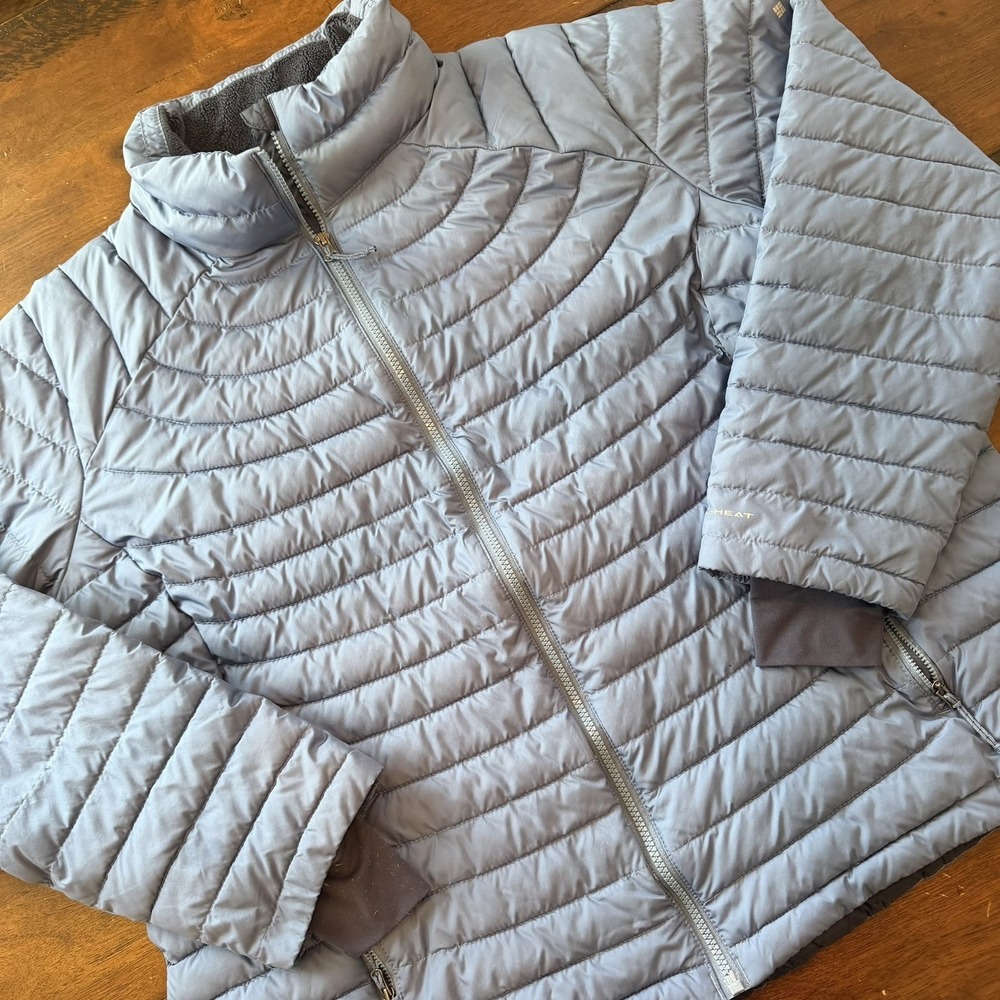 Columbia Jacket Womens 2X Blue Omni-Heat Full Zip Insulated Puffer‎ Outdoor